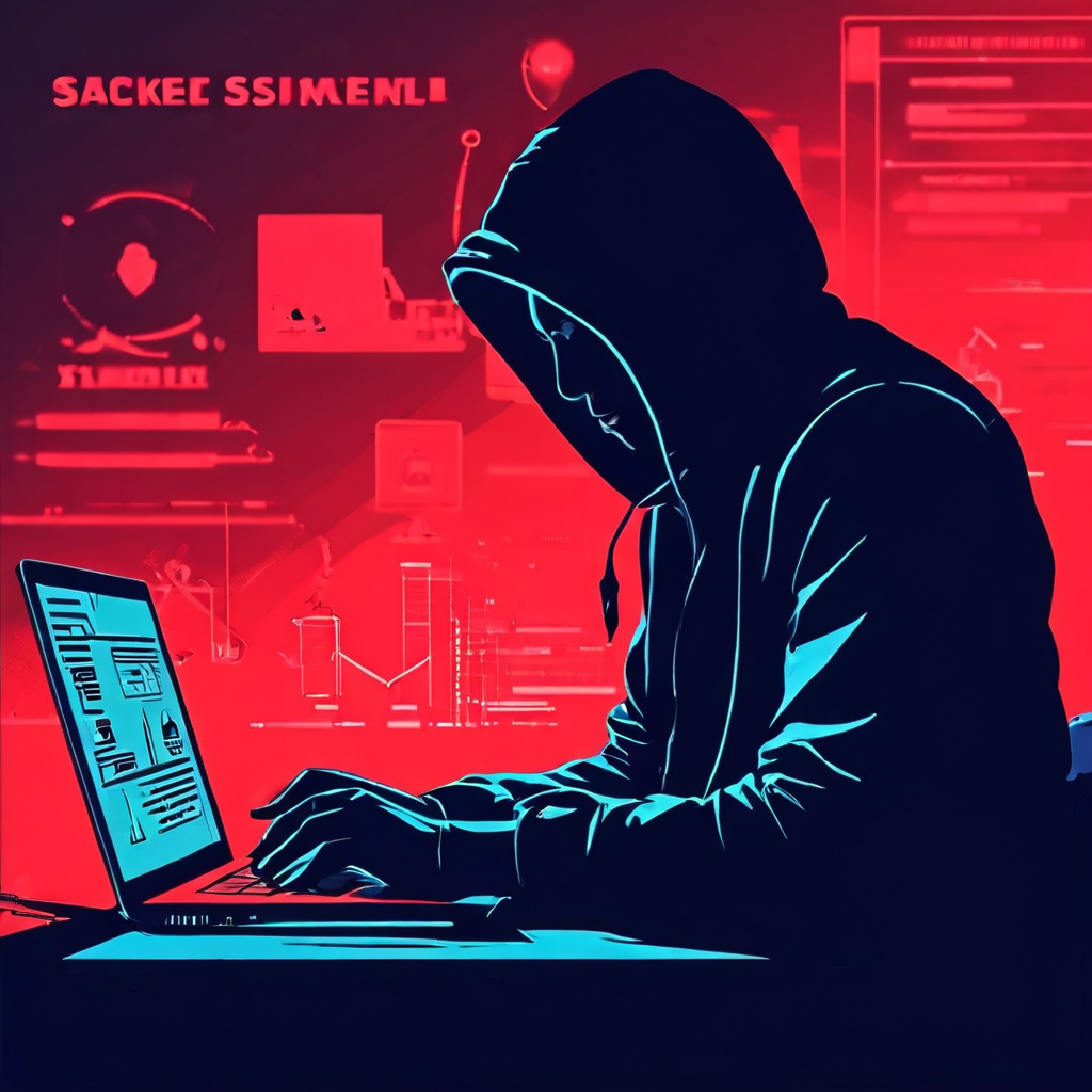 검은 해커와 불안한 피해자 실루엣, 채팅·유출사진 미끼, 돈 흐름과 Basic structure 제목 인포그래픽이다