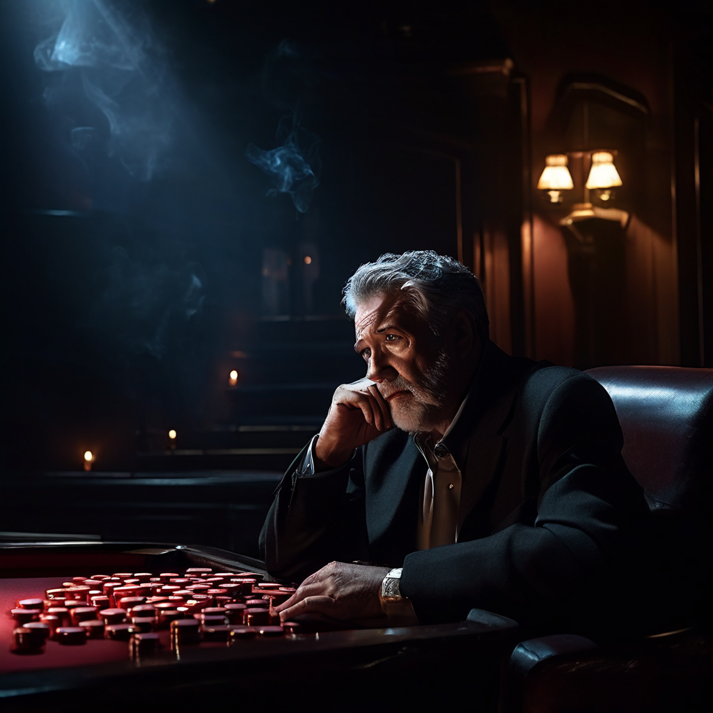 비극적인 결말을 앞두고 위험한 선택의 기로에 선 은퇴자의 고뇌를 담은 이미지.