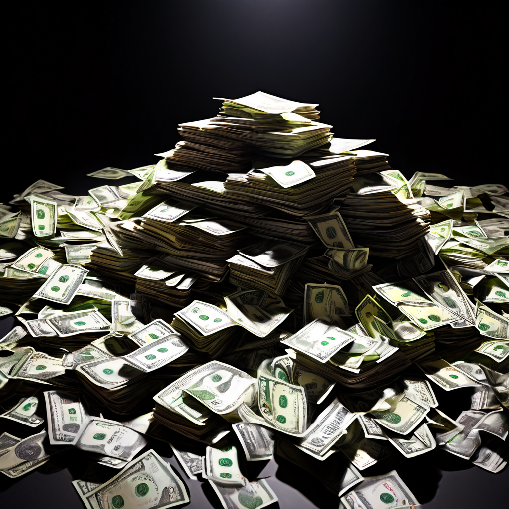 급전이 필요한 서민을 유혹하는 현금 다발 속에 숨겨진 고금리 불법 사금융의 위험성을 착시 현상으로 표현한 이미지.