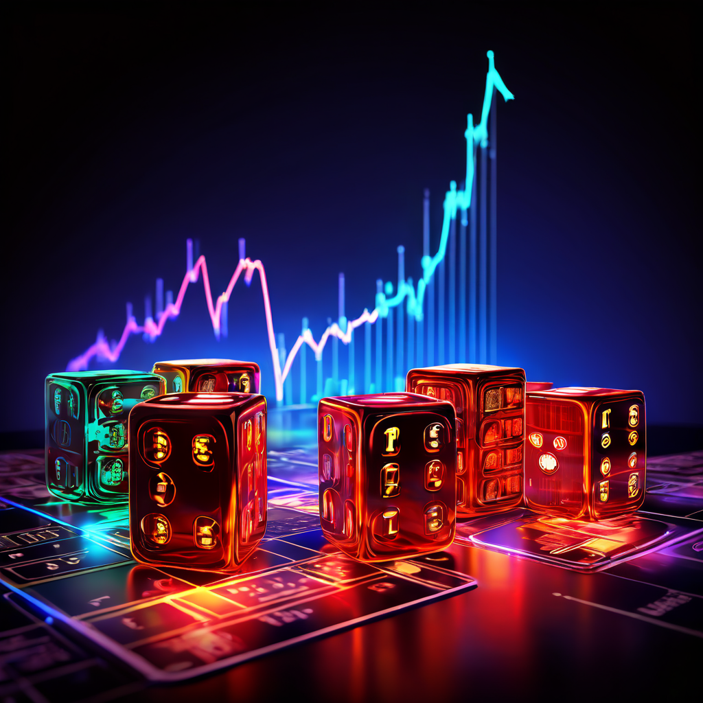 주식 투자와 도박의 모호한 경계를 물음표로 상징적으로 나타내는 이미지.