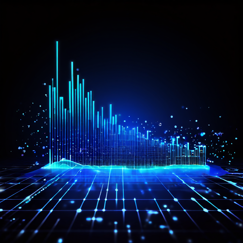 기업의 첫 번째 데이터셋으로 출시된 새로운 웹사이트에서 데이터 분석 인사이트가 차트와 그래프 형태로 시각화되어 숨겨진 비즈니스 가치를 발굴하는 과정을 보여주는 이미지.