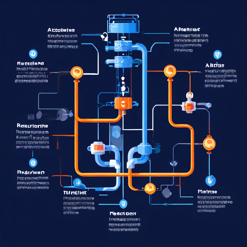 API 요청이 미들웨어 파이프라인을 통과하는 과정을 보여주는 다이어그램으로, 인증과 로깅 단계를 순차적으로 거쳐 최종 서버에 도달하는 전체적인 데이터 처리 흐름을 설명하는 이미지입니다.