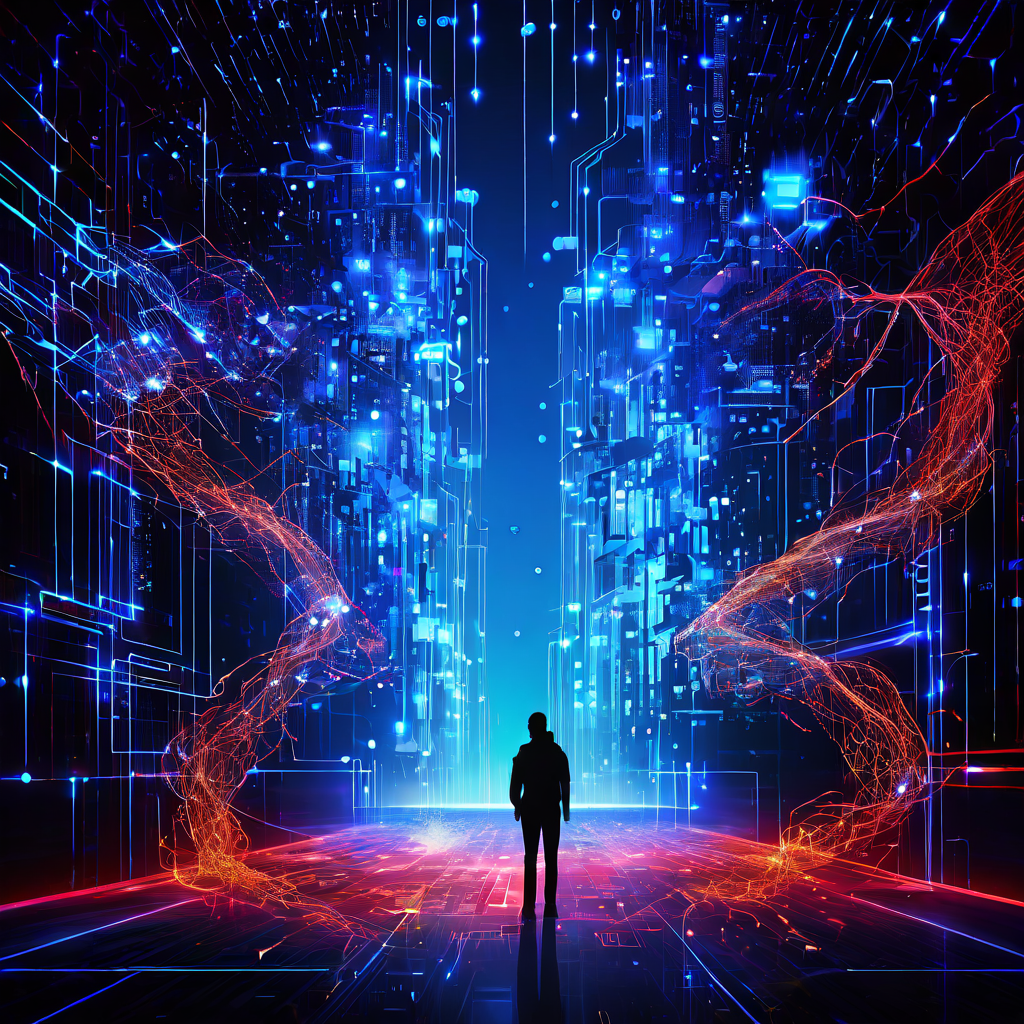 글로벌 데이터 동기화의 이상적인 모습인 질서정연한 네트워크와 실제 발생하는 데이터 충돌 및 오류로 얽힌 복잡한 현실을 시각적으로 비교하는 그림입니다.