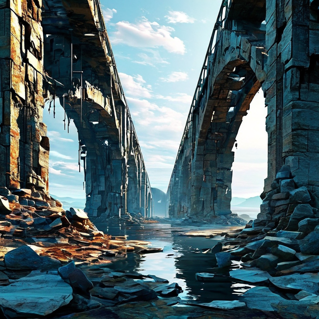 분산된 데이터가 무너지는 다리처럼 치명적인 약점이 되는 상황과, 이를 단일 통합 시스템으로 안전하게 연결하여 문제를 해결하는 솔루션을 보여주는 이미지.