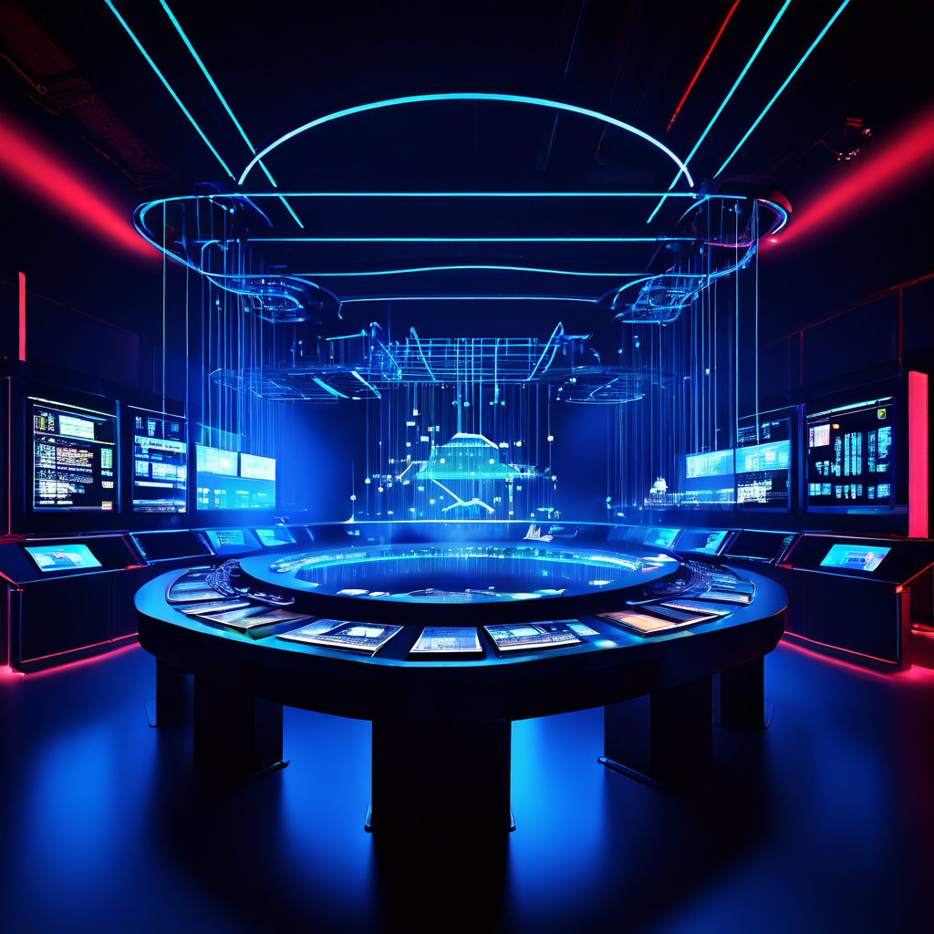 라이브 딜러 스튜디오의 카메라에서 보안 서버까지 빛나는 데이터가 다리처럼 연결되어, 시스템 안정성이 시각적 매력과 직결됨을 상징적으로 보여주는 이미지.