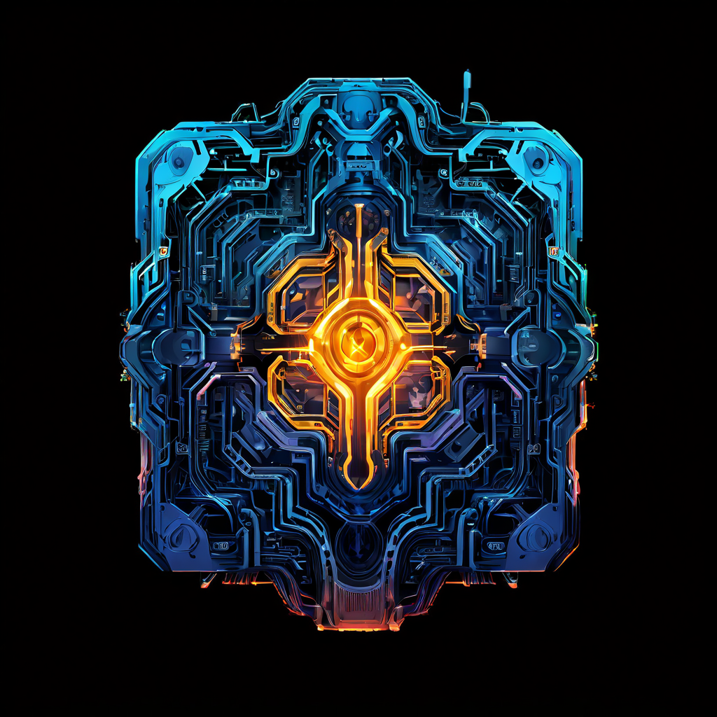 디지털 엔진의 핵심에서 빛나는 웹소켓 로고가 복잡한 시스템들을 유기적으로 연결하며 실시간 통신의 표준으로 기능하는 모습을 상징적으로 보여주는 이미지.