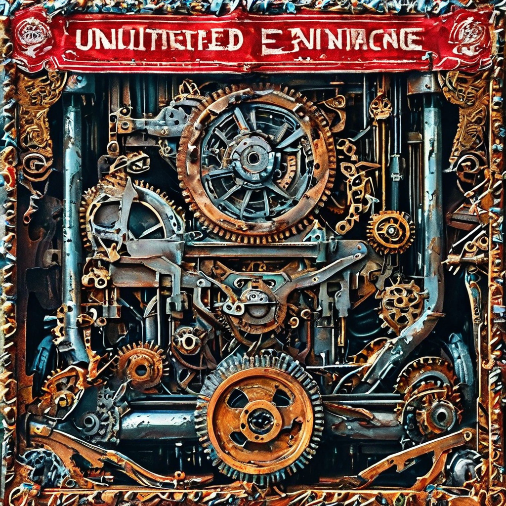 복잡한 금융 시스템의 내부 기어 장치를 드러낸 모습으로, 부분적으로 찢어진 "Unlimited Exchange"라고 적힌 광택 있는 마케팅 배너가 그 위에 걸려 있는 이미지입니다.