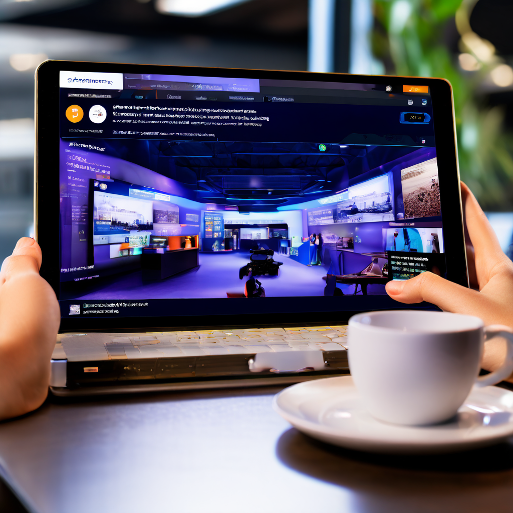 A shallow depth of field photograph of a casino felt table with a laptop open, blank screen blurred, surrounded by scattered poker