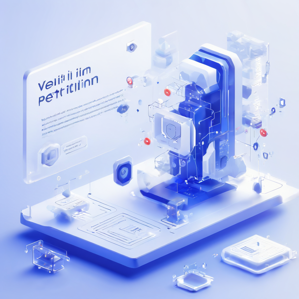 Digital interface showing verification post pattern workflow with layered secure data paths and premium fintech atmosphere.