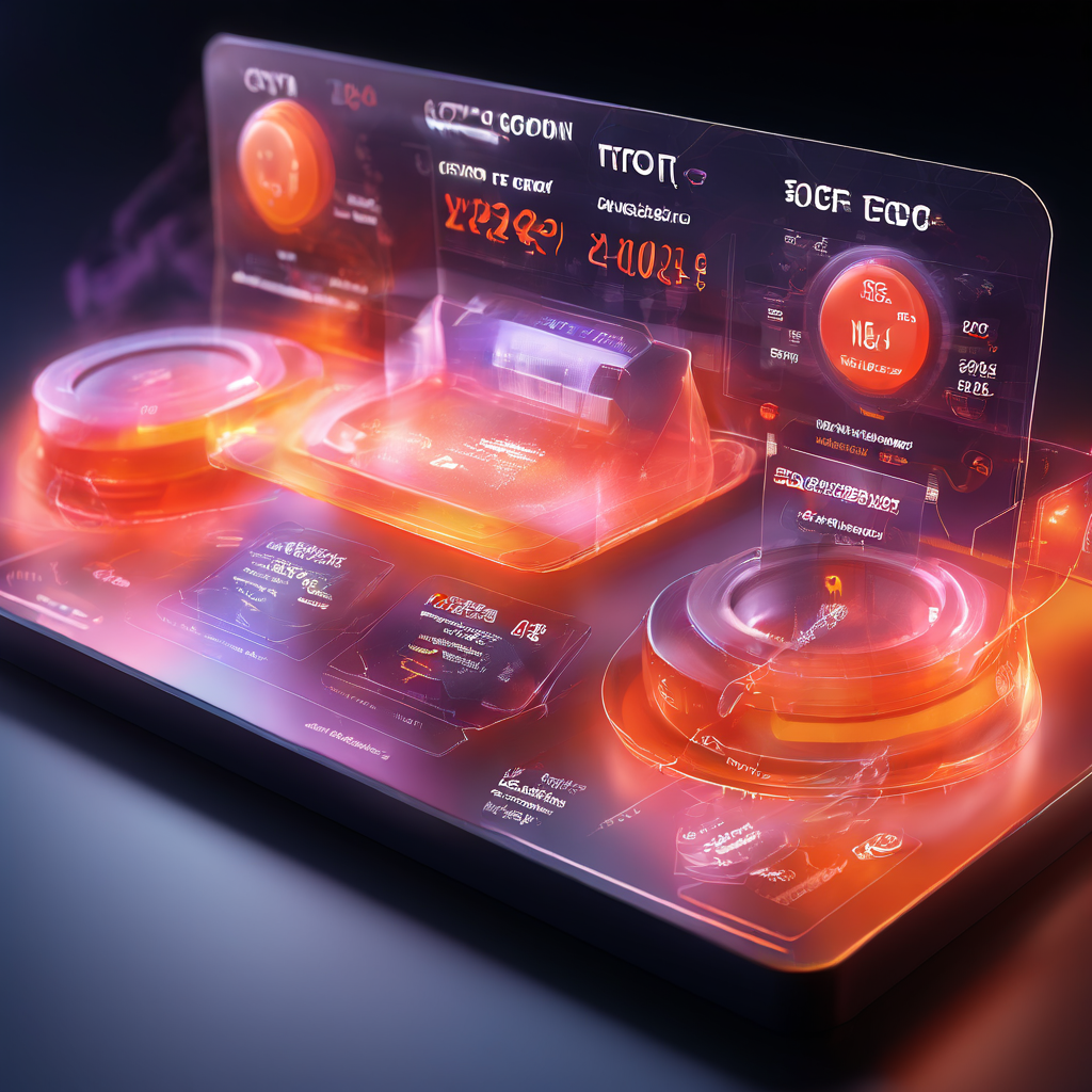 Futuristic digital interface showing a secure coupon record display with layered data paths and glowing service flow for an...