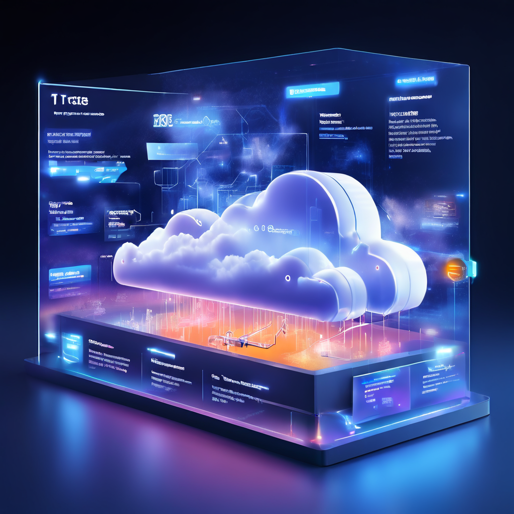 Futuristic SaaS platform interface showing collapsed ticket history panel behind a secondary tab with connected cloud, data, and...