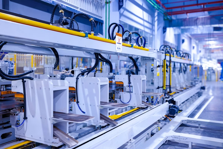 Industrial production line manufacturing products for overseas preorder fulfillment.